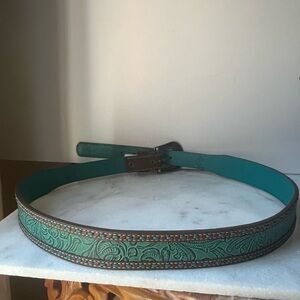 Catchfly Women's Tooled Inlay Buckstitch Tapered Belt Large 42.5”
